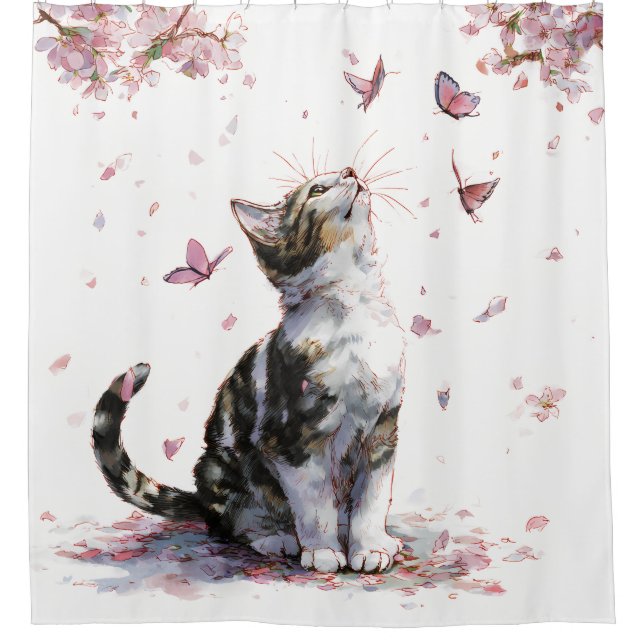 Cherry Blossom Cat and Butterflies (10) (Front)