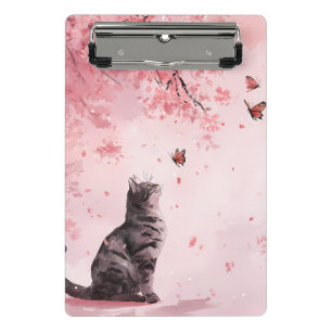 Cherry Blossom Cat and Butterflies (12) Mini Clipboard