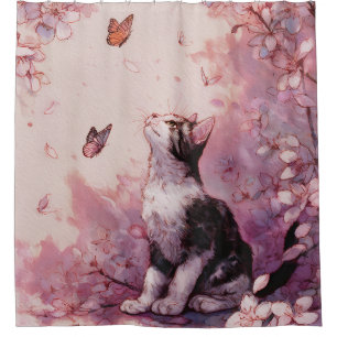 Cherry Blossom Cat and Butterflies (2)