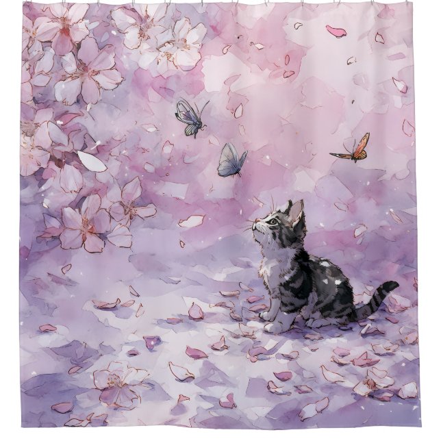 Cherry Blossom Cat and Butterflies (5) (Front)