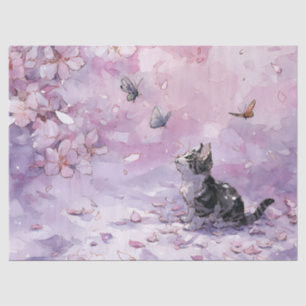 Cherry Blossom Cat and Butterflies (5) Tissue Paper