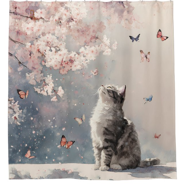 Cherry Blossom Cat and Butterflies (6) (Front)