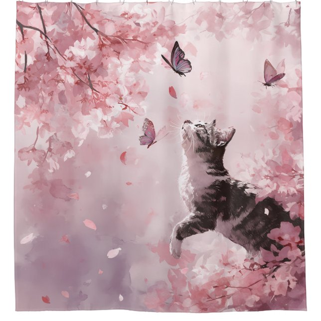 Cherry Blossom Cat and Butterflies (7) (Front)