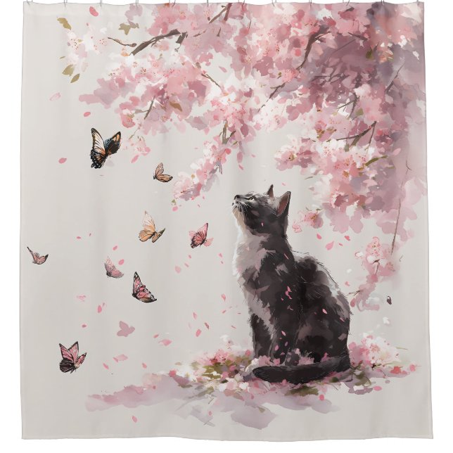 Cherry Blossom Cat and Butterflies (9) (Front)