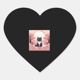 Cherry Blossom Cat_ Japan’s Halloween Magic Heart Sticker
