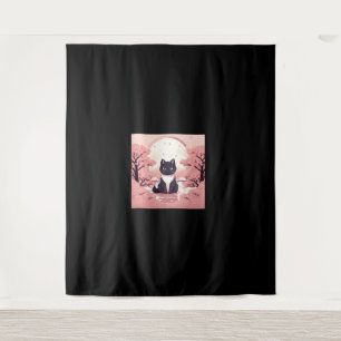 Cherry Blossom Cat_ Japan’s Halloween Magic Tapestry