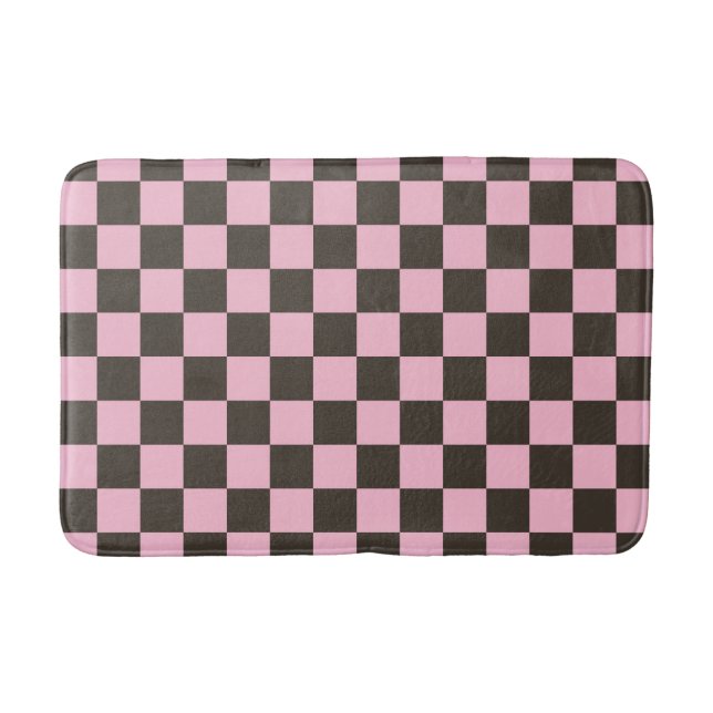 Cherry blossom checkered board pattern bath mat (Front)