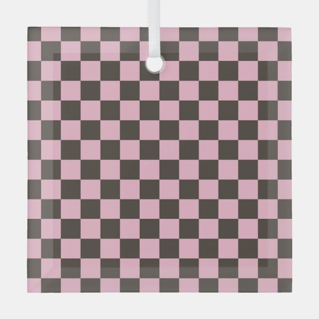 Cherry blossom checkered board pattern glass ornament (Front)