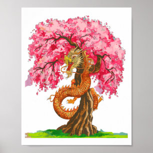 Cherry Blossom Chinese Dragon Chinese New Year 202 Poster