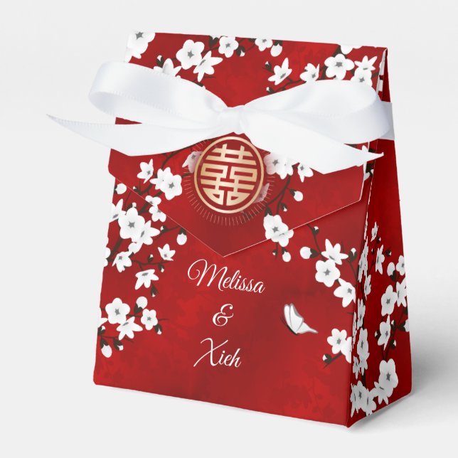 Cherry Blossom Chinese Tea Ceremony Favor Box (Front Side)