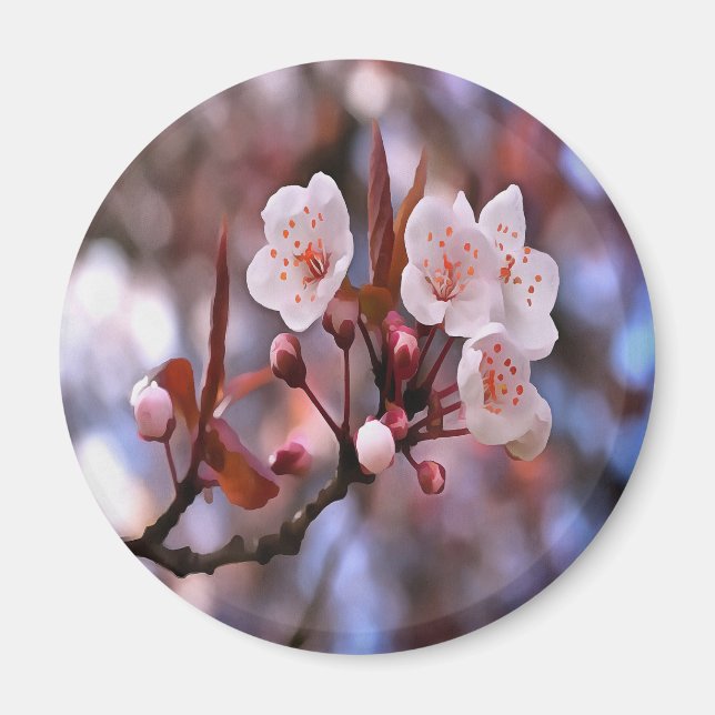 Cherry Blossom Cluster With A Pink and Blue  Magnet (Front)