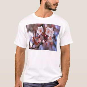 Cherry Blossom Cluster With A Pink and Blue  T-Shirt