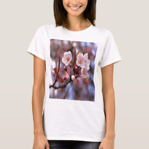 Cherry Blossom Cluster With A Pink and Blue  T-Shirt