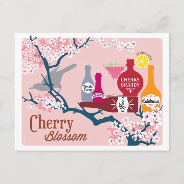 Cherry Blossom Cocktail Postcard (Front)