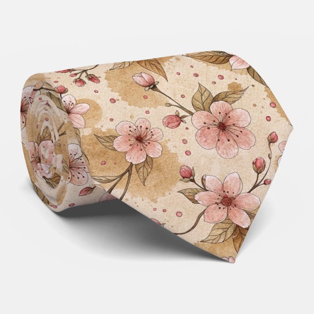 Cherry Blossom Coffee Cozy Pattern (10) Tie (Rolled)