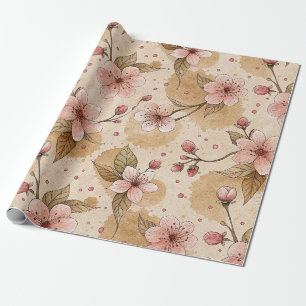 Cherry Blossom Coffee Cozy Pattern (10) Wrapping Paper
