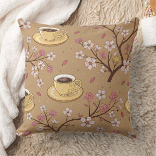Cherry Blossom Coffee Cozy Pattern (1) Throw Pillow
