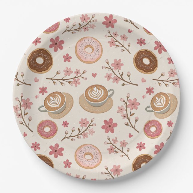 Cherry Blossom Coffee Cozy Pattern (3) Paper Plate (Front)