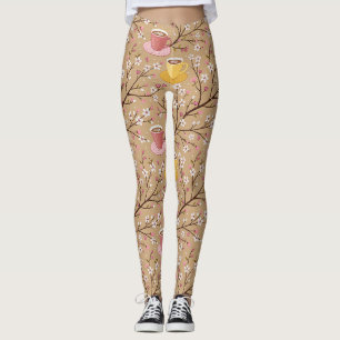 Cherry Blossom Coffee Cozy Pattern (4) Leggings