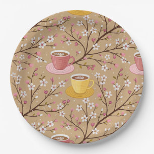 Cherry Blossom Coffee Cozy Pattern (4) Paper Plate