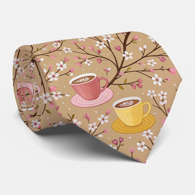 Cherry Blossom Coffee Cozy Pattern (4) Tie (Rolled)