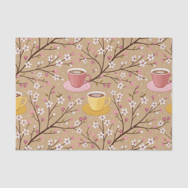 Cherry Blossom Coffee Cozy Pattern (4) Tissue Paper (Front)
