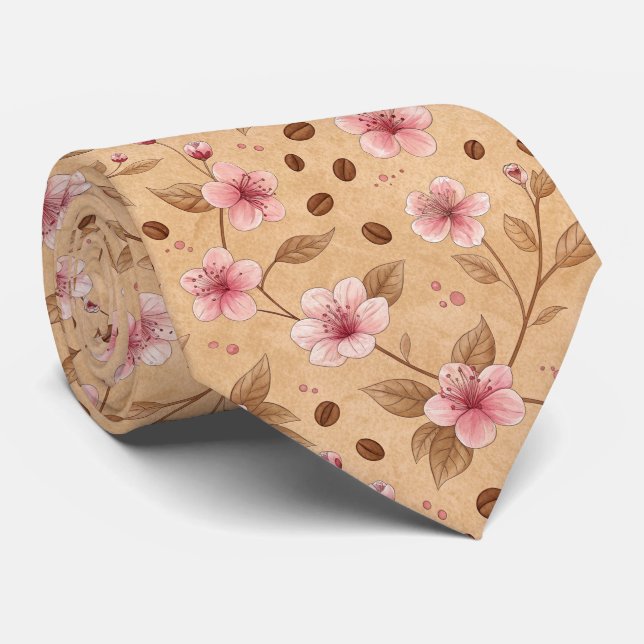 Cherry Blossom Coffee Cozy Pattern (5) Tie (Rolled)