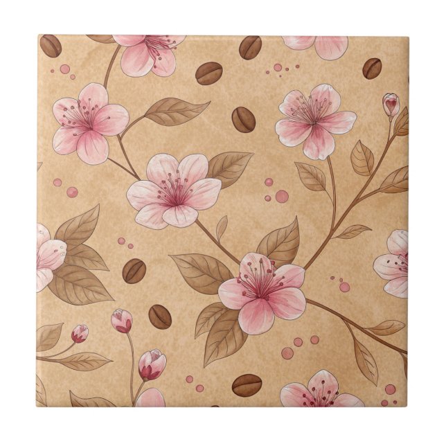 Cherry Blossom Coffee Cozy Pattern (5) Tile (Front)