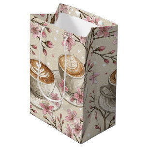 Cherry Blossom Coffee Cozy Pattern (6) Medium Gift Bag