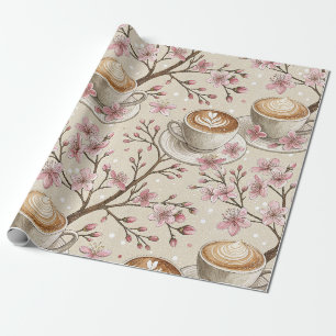 Cherry Blossom Coffee Cozy Pattern (6) Wrapping Paper