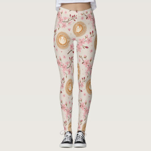Cherry Blossom Coffee Cozy Pattern (7) Leggings
