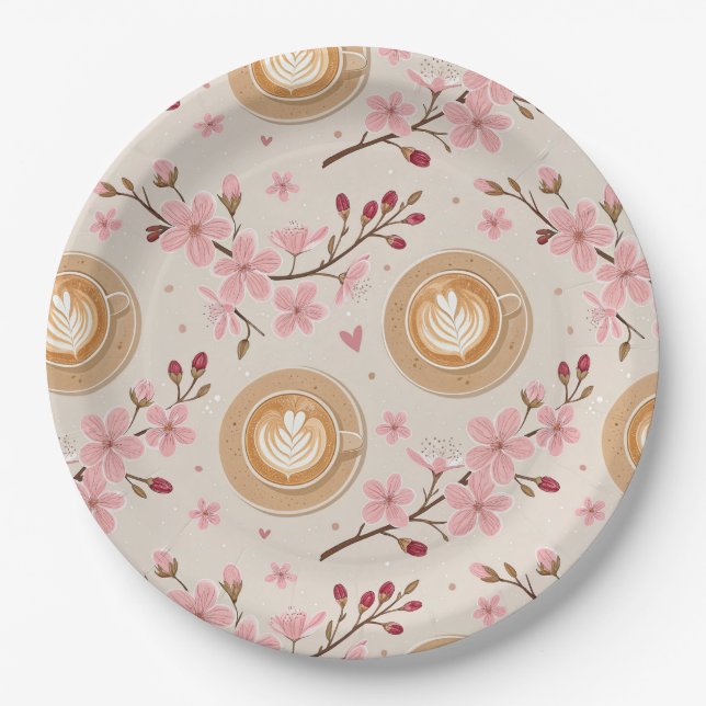 Cherry Blossom Coffee Cozy Pattern (7) Paper Plate (Front)