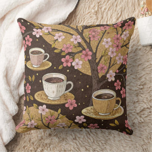 Cherry Blossom Coffee Cozy Pattern (8) Throw Pillow