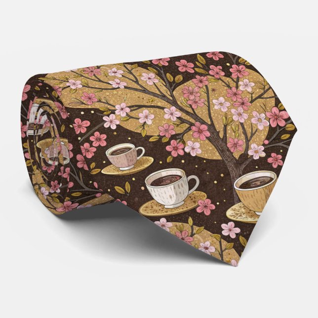 Cherry Blossom Coffee Cozy Pattern (8) Tie (Rolled)