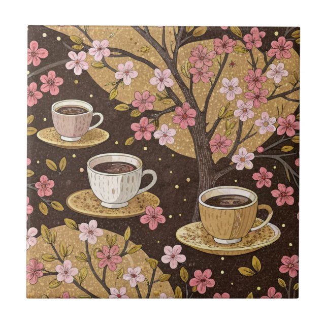 Cherry Blossom Coffee Cozy Pattern (8) Tile (Front)
