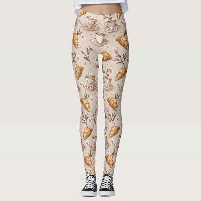 Cherry Blossom Coffee Cozy Pattern (9) Leggings (Front)