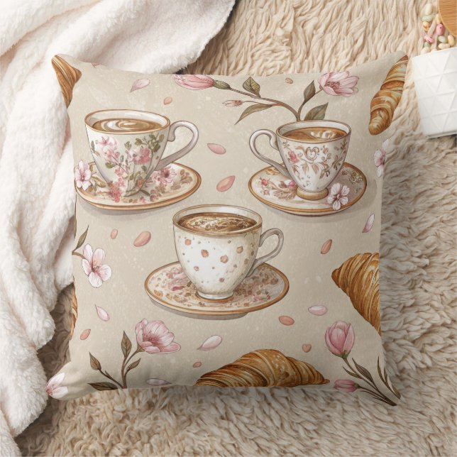 Cherry Blossom Coffee Cozy Pattern (9) Throw Pillow (Blanket)