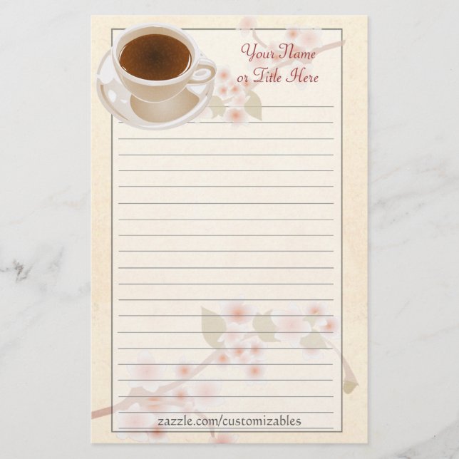 Cherry Blossom Coffee Stationery (Front)