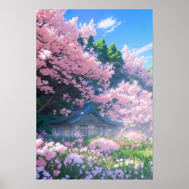 Cherry Blossom Cottage Poster (Front)