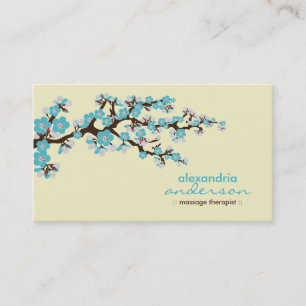 Cherry Blossom Custom Business Cards (aqua)