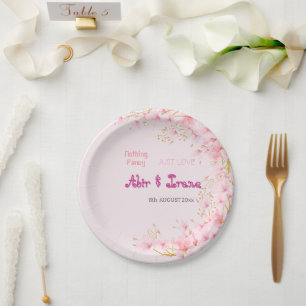 Cherry Blossom Custom Pink Personalized Elegant Paper Plate