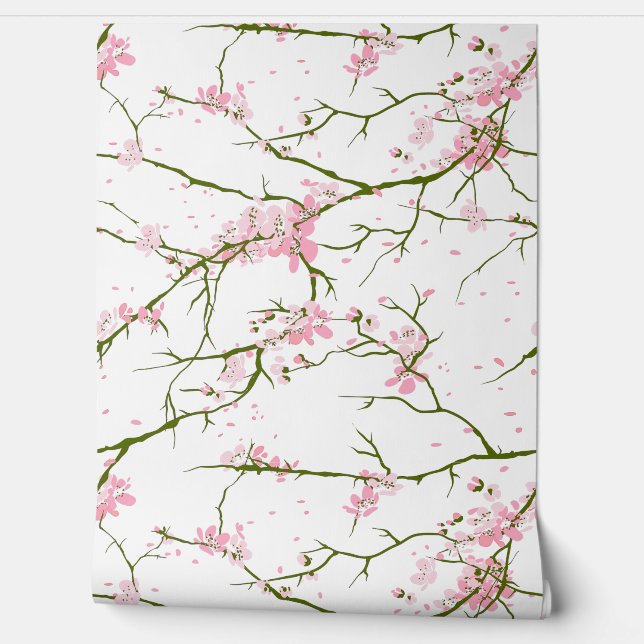 Cherry Blossom Custom Sakura Pink Flowers Custom Wallpaper (Unrolling)