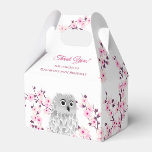 Cherry Blossom Cute Owl   Custom Kids Birthday Favor Box