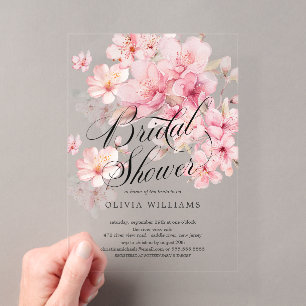 Cherry Blossom Delight Bridal Shower Acrylic Invitations
