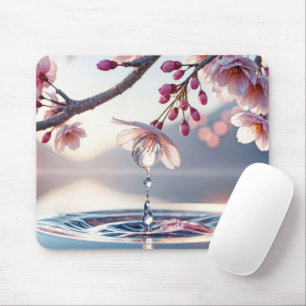 Cherry Blossom Dewdrop Mouse Pad