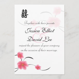 Cherry Blossom Double Happiness Wedding Collection Invitation