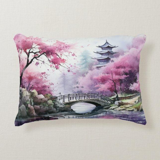  Cherry Blossom Dreams Throw Pillow (Front)