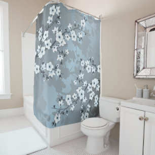 Cherry Blossom Dusty Blue Floral 