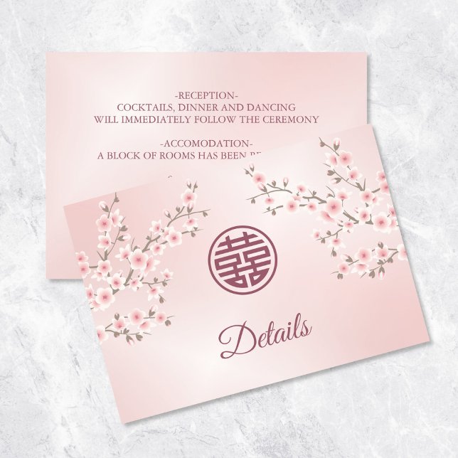 Cherry Blossom Dusty Pink Chinese Wedding Enclosure Card (Creator Uploaded)