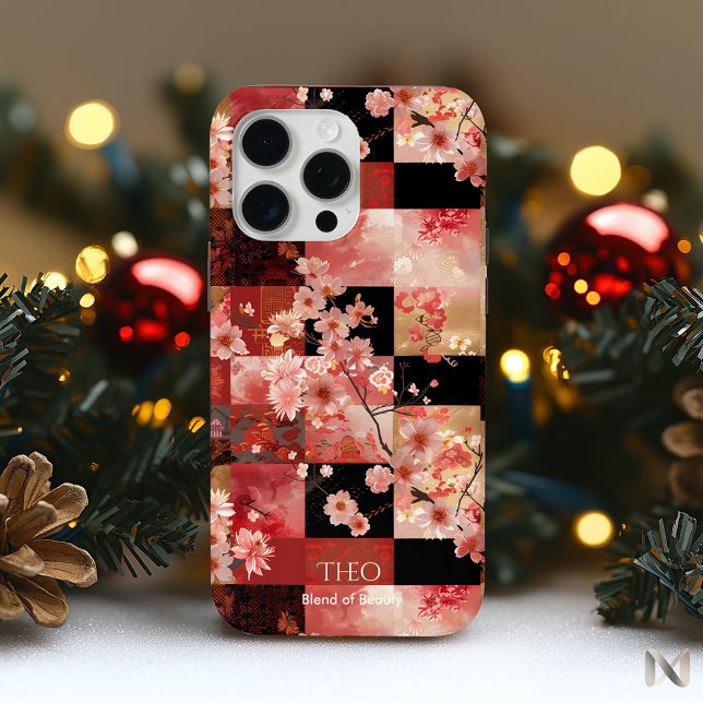 Cherry Blossom Elegance – Red & Gold Floral Charm Case-Mate iPhone Case (Creator Uploaded)